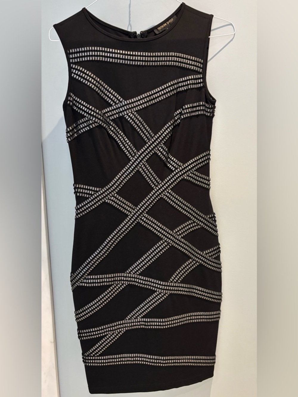 Tadashi Shoji Black Knee length Dress with Lattice Design